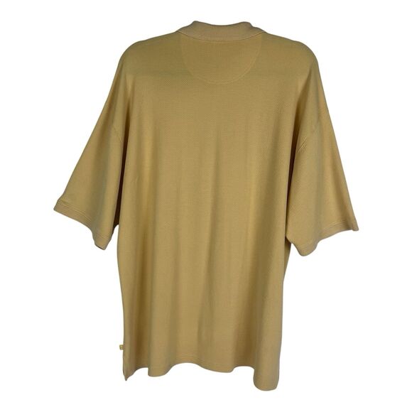 Tommy Bahama Polo Shirt Mens XL Yellow Egg Silk Cotton Short Sleeve Vtg Button - Picture 2 of 8